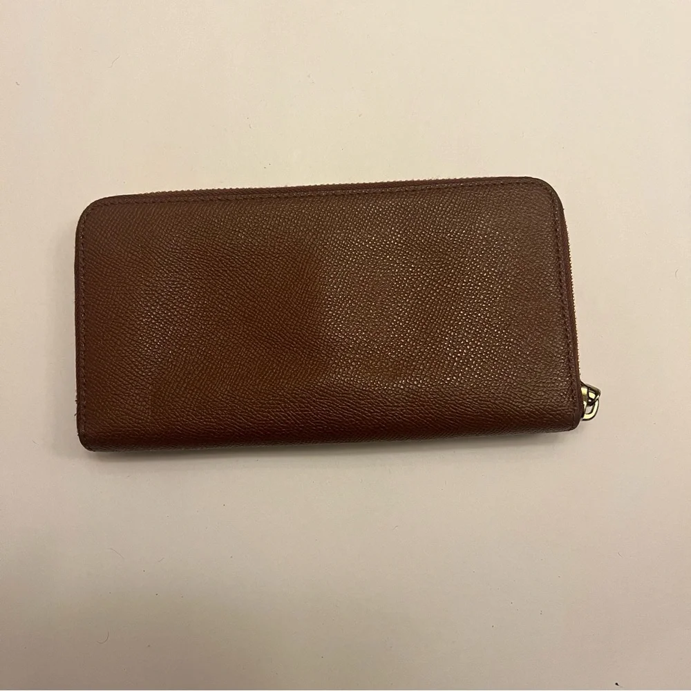 Coach Long Zip Wallet, Brown/gold‎ Accent